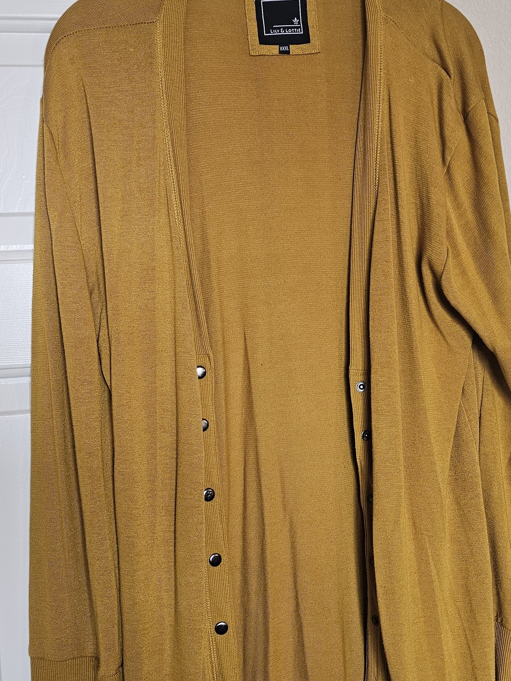 Lightweight Mustard Snap-Front Cardigan by Lily & Lottie